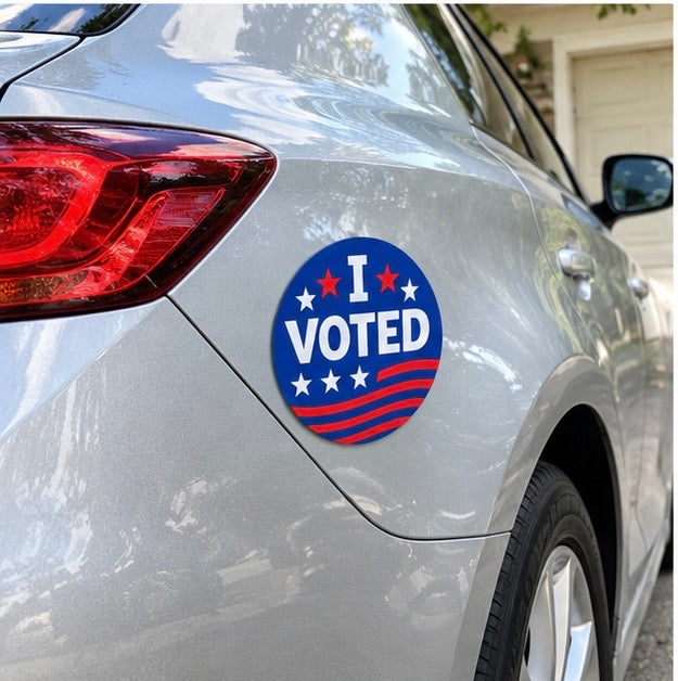 I Voted Round Car Magnet – Election Sticker for Vehicles 6"