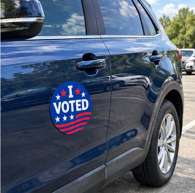 I Voted Round Car Magnet – Election Sticker for Vehicles 6"
