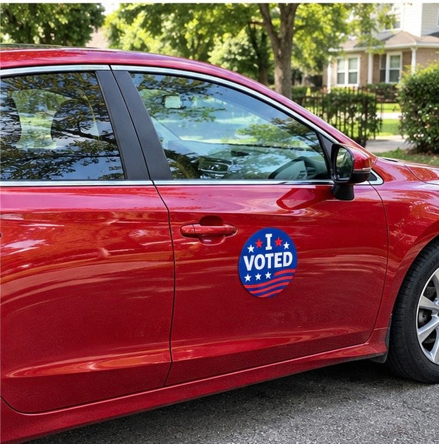 I Voted Round Car Magnet – Election Sticker for Vehicles 6"