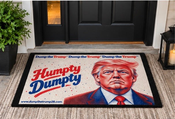 DT Trump Humpty Dumpty Polyester Doormat 30"x18" (Black)
