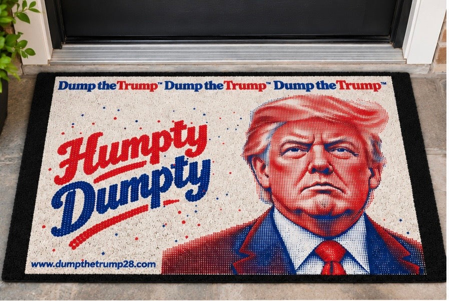 DT Trump Humpty Dumpty Polyester Doormat 30"x18" (Black)