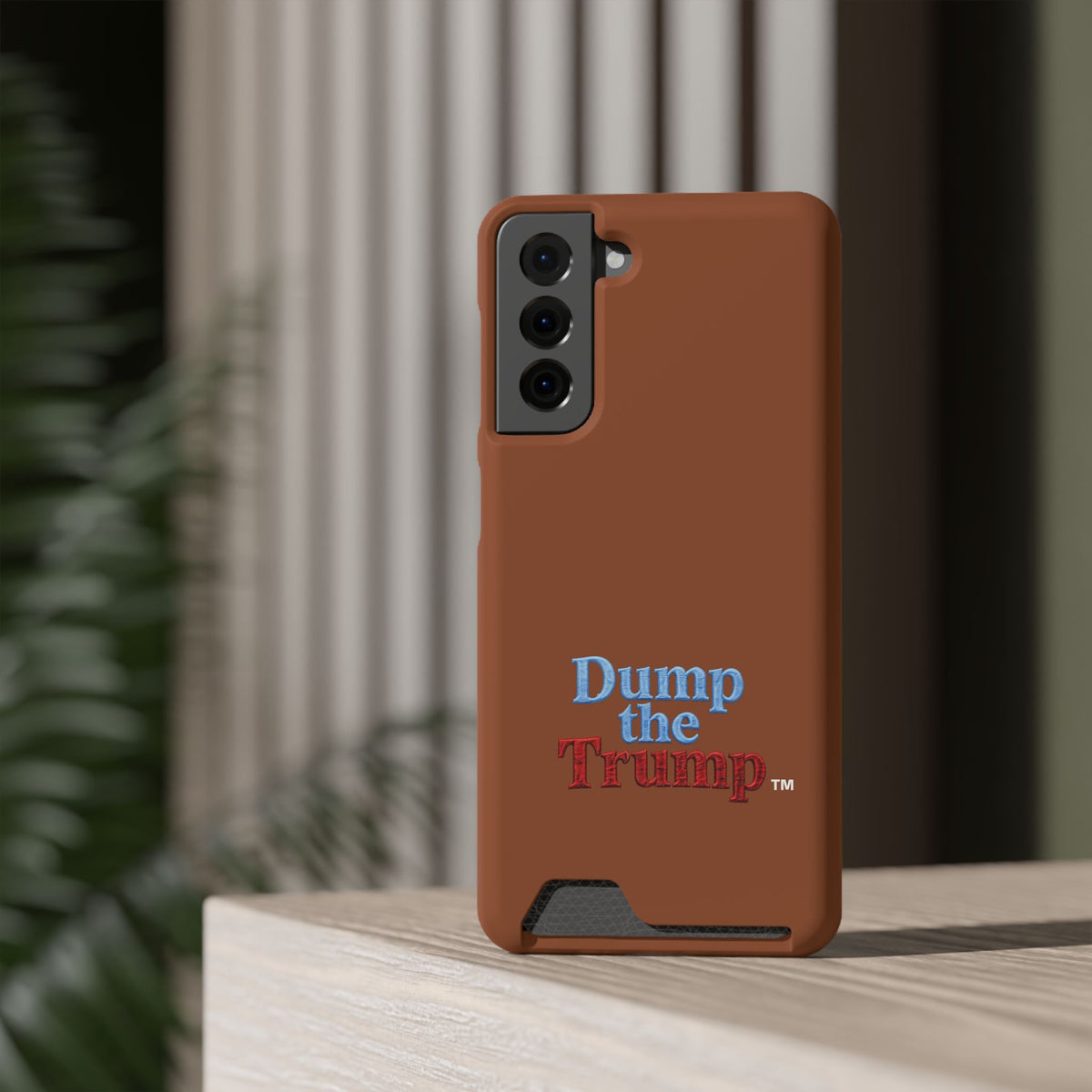 DT Trump iPhone/Samsung Case With Card Holder (BROWN)