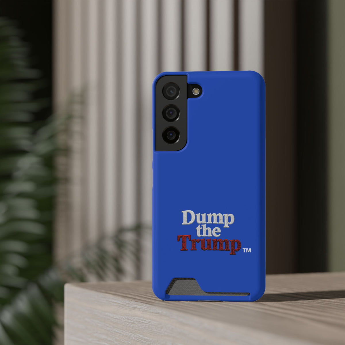 DT Trump iPhone/Samsung Case With Card Holder (BLUE)